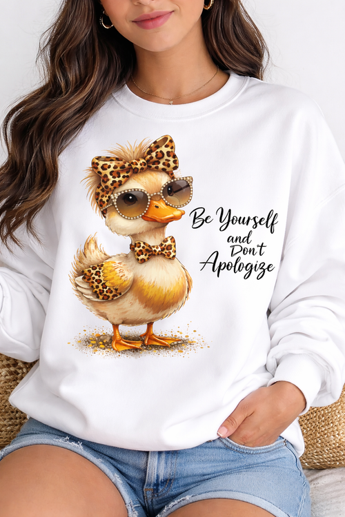 Be Yourself Duck Digital Art Print | Leopard Print Duck Illustration | Motivational Quote Wall Art